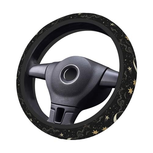 Stars Clouds Moon Steering Wheel Cover, Non-slip Breathable Neoprene Steering Wheel Covers, Women Car Accessories Universal 15 Inch Fit Auto, Suvs, Truck - color: Star Moon