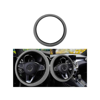 Elastic Stretch Steering Wheel Cover, Universal 15 Inch Car Steering Wheel Cover, Microfiber Breathable Ice Silk, Anti-Slip, Odorless, Easy Carry, Warm in Winter and Cool in Summer (Gray) - color: Gray