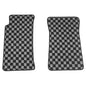 IKON MOTORSPORTS Loop Pile Tufted Car Floor Mats, Compatible with 1990-1997 Mazda Miata MX5 2-Door 2DR, Checkered Grey Black Plaid, All Weather Anti-Slip 2PCS Set Car Protector Carpets