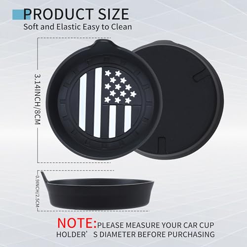 Car Cup Coaster Universal Non-Slip Silicone Cup Holder Insert Car Interior Accessories for Drink American Flag US Flag 2 Pack Black - color: Black American Flag, size: 2 Pack