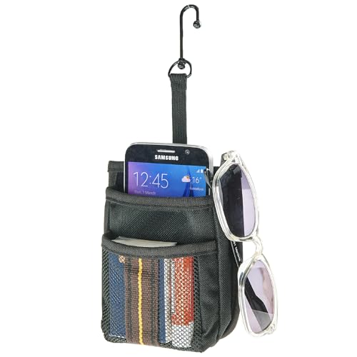 High Road Air Vent Mount Car Cell Phone Holder with Soft Lined Back Pocket and Front Mesh Storage Pocket
