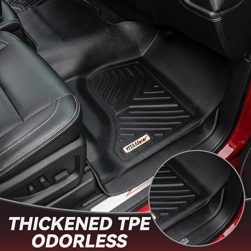 YITAMOTOR Floor Mats for 2014-2018 Silverado/Sierra 1500, 2015-2019 2500HD 3500HD, Crew Cab w/Bench Seat Carpet Floor, Custom Fit All Weather TPE Rubber Liners, Chevy Silverado GMC Sierra Accessories - style: 14-18 1500 & 15-19 2500HD 3500HD Silverado/Sie