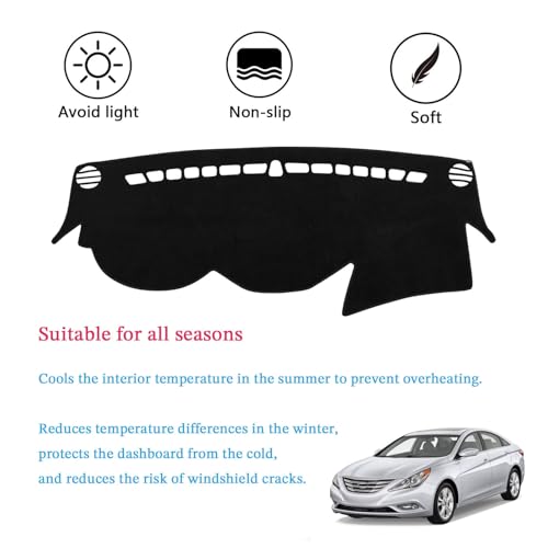 Dashboard Cover Suitable for Hyundai Sonata 2011 2012 2013 2014 Car Dashboard Cover Sun Visor Mat Non-Slip Polyester Dashboard Accessories - size: 2011-2014 for Hyundai Sonata