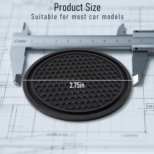 Car Cup Holder Coaster 4 Pack - Non Slip & Shockproof,Flexible PVC Rubber Insert for Car/Truck/SUV/Van (2.75"x0.2") Universal Fit Auto Cup Holders Accessories for Women and Man (Black) - color: Black