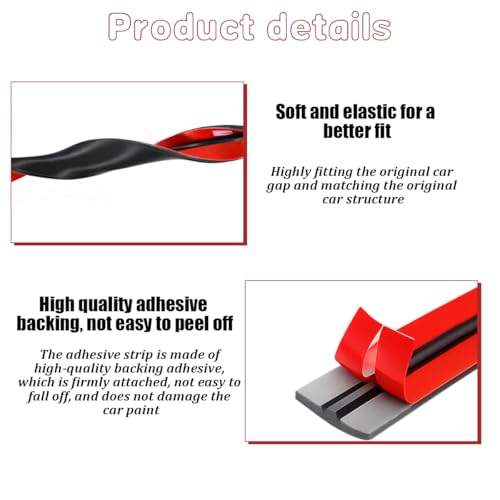 Car Weather Stripping, 14mm x 23FT T Shape Rubber Vehicle Front Rear Windshield Seal Strip, Self Adhesive Automotive Leak Sound Proofing Weatherstrip Accessories, Universal Fit - color: 14mm x 23FT