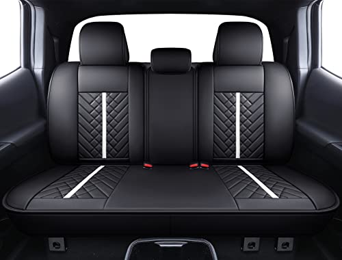 Tacoma Seat Covers Compatible with Toyota Tacoma 2005-2022 2023 2024 2025 2026 Truck Access Crew Double Cab TRD Offroad SR5 V6 Waterproof Faux Leather Car Cushions(Full Set/Black-White) - color: Full Set/Black-White