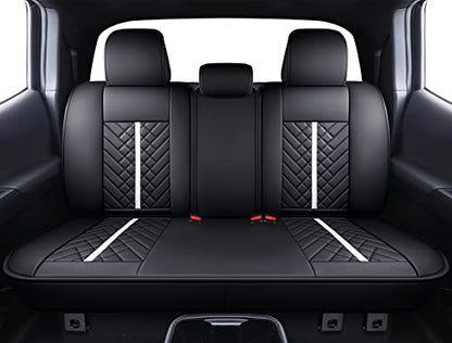 Tacoma Seat Covers Compatible with Toyota Tacoma 2005-2022 2023 2024 2025 2026 Truck Access Crew Double Cab TRD Offroad SR5 V6 Waterproof Faux Leather Car Cushions(Full Set/Black-White) - color: Full Set/Black-White