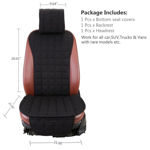 Cooling Car Seat Covers,Cloth Seat Covers for Cars,Linen Car Seat Protector,Front Seat Only Universal Fits Most Automotive,Vans,SUVs,Trucks Black