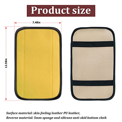 Auto Center Console Pad, PU Leather Car Armrest Seat Box Cover, Waterproof Non Slip Soft Armrest Box Cushion Protector, Car Accessories Universal for SUV, Truck, Van (Yellow) - color: Style 2-Yellow