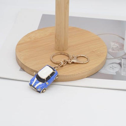 Mini Car Model Keychain Bag Charms Metal Cute Rhinestone 3D Car Accessories Key Chain Ring Gifts for Men Women - color: Blue