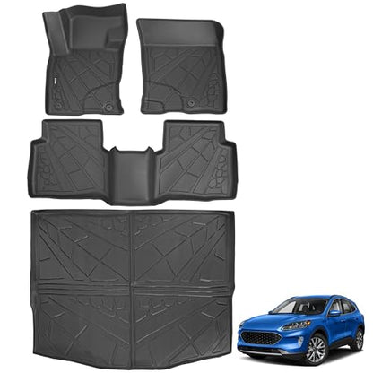 KARPAL Floor Mats for 2020-2025 2026 Ford Escape (NOT Fit Hybrid), Custom Fit TPE All Weather Ford Escape Accessories 1st & 2nd Row Floor Liner & Cargo Liner - style: 2020-2026 | For Ford Escape (NOT Hybrid) | 1st & 2nd Row & Cargo