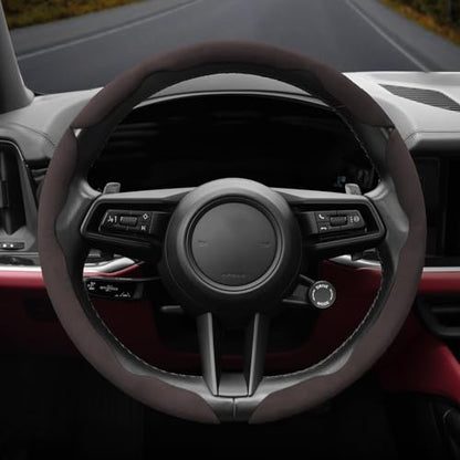 Suede Thin Car Steering Wheel Cover, 3 Piece, Fits 14-16 inch Round Steering Wheels, Mocha - color: Mocha, size: 3pcs: Fits Round Steering Wheels