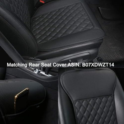 Black Panther 1 Pair Luxury Car Seat Covers Protectors, Universal Anti-Slip Driver Seat Cover with Partial Backrest Coverage (Middle Part Only), Diamond Pattern, Compatible with 95% Cars (Black) - color: Diamond Pattern - Black