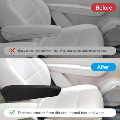 4 pcs Black Car Front Seat Armrest Covers Universal Seat Arm Rest Cover Replacement Elastic Fabric Armrest Protector Car Interior Decor Accessory Center Console Lid Armrests Cover for Truck