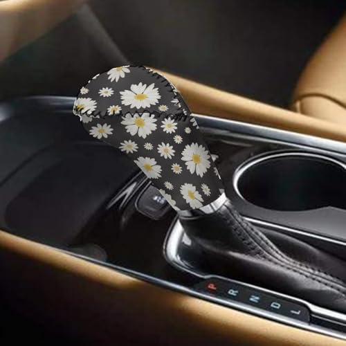 AFPANQZ Daisy Car Gear Shift Knob Cover Set with Handbrake Cover Sleeve Cloth 2 Piece Auto Protective Interior Accessiores for Women Men 2 pcs Fit Most Cars Sedan SUV Van Truck - color: Daisy