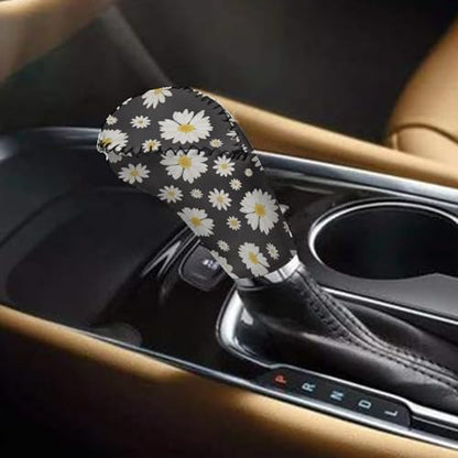 AFPANQZ Daisy Car Gear Shift Knob Cover Set with Handbrake Cover Sleeve Cloth 2 Piece Auto Protective Interior Accessiores for Women Men 2 pcs Fit Most Cars Sedan SUV Van Truck - color: Daisy