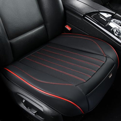BWTJF Front Car Seat Bottom Covers 2 Pack, Universal Auto Seat Cushions, Nappa Leather Full Wrapping Edge Compatible with Most of Vehicles - SUVs/Sedans/Pickup Trucks, Black&Red - color: Black&Red, size: StyleA-Stripes