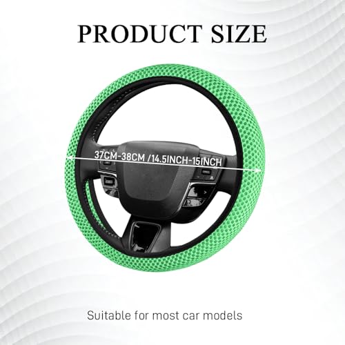 Elastic Stretch Steering Wheel Cover, Steering Wheel Protector, 15 Inch Anti-Slip Breathable Microfiber Ice Silk Protection, Easy Carry, Warm in Winter & Cool in Summer for Cars (Green) - color: Green