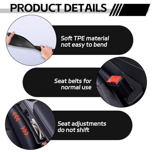 2PCS Car Seat Gap Filler Organizer, Multifunctional Seat Gap Storage Box for Phone Key, Stop Things from Dropping Between Seat and Console, Universal Interior Car Accessories (Black)
