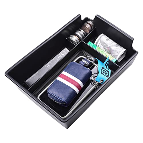 Center Console Organizer Tray Compatible with Hyundai Sonata Accessories 2020 2021-2022 2023 Limited N-Line Interior Armrest Secondary Storage Box ABS Material, Black Trim