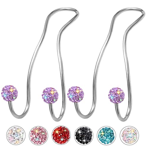 Bling Purse Hook for Car Headrest, Upgraded Cute Car Seat Hooks for Bag Handbag, Durable Stainless Auto Purse Hanger Holder 2 Pack, Light Purple - color: Light Purple