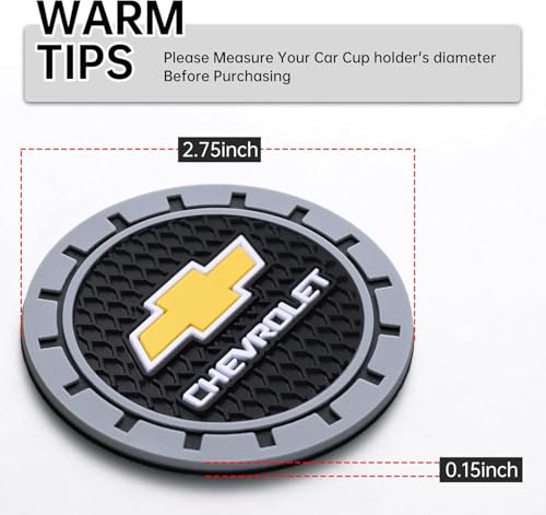 Car Cup Holder Coaster for Chevrolet,Silicone Cupholder Coaster,Car Interior Accessories,2.76 Inch 2 Pieces （Grey）