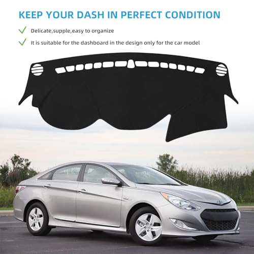 Dashboard Dash Cover Mat for Sonata 2011 2012 2013 2014 Polyester Custom Fit Sonata Accessories Dash Cover Black Trim (Sonata 2011-2014, Black)