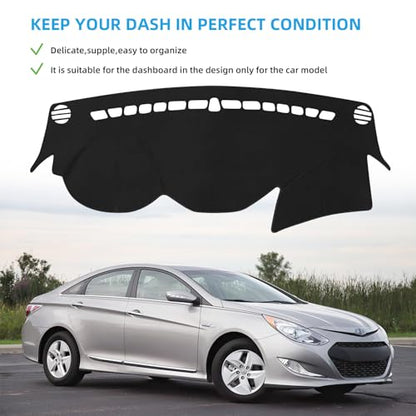 Dashboard Dash Cover Mat for Sonata 2011 2012 2013 2014 Polyester Custom Fit Sonata Accessories Dash Cover Black Trim (Sonata 2011-2014, Black)