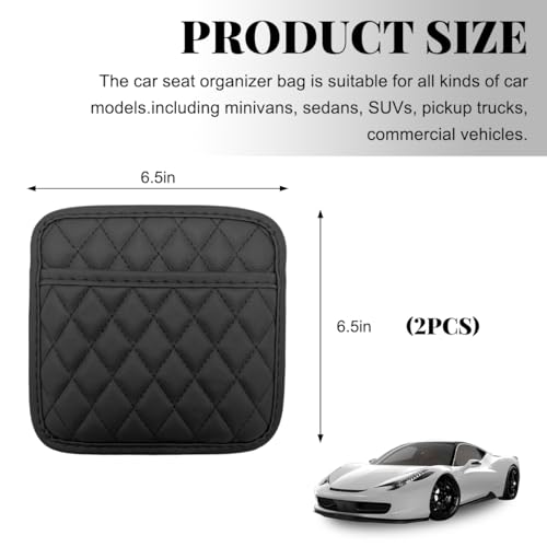 2 PCS Car Side Pocket Organizer, Leather Adhesive Auto Side Seat Back Storage Pocket, Waterproof Phone Document Sunglasses Holder Vehicle Gap Filler Pouch, Car Accessories (Medium) - size: Medium