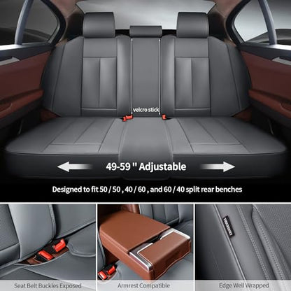Car Seat Covers Full Set,Leather Waterproof Car Seat Cover,Airbag Compatible,Breathable Design,Suitable for Car,Truck,SUV 5 Pack (Grey) - color: Grey, size: 5 Pack