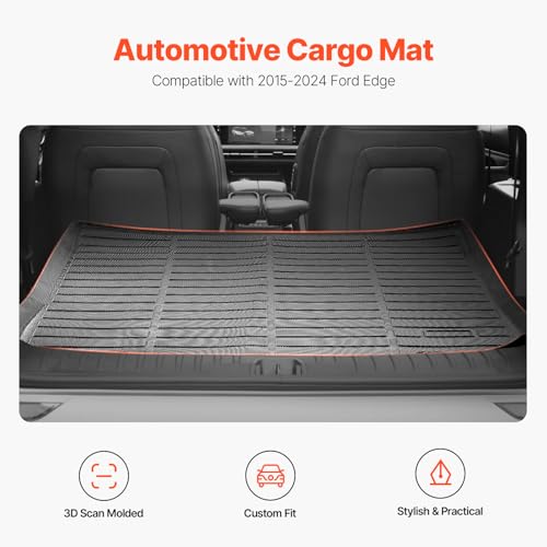 VEVOR Cargo Mat Compatible with Ford Edge 2015-2024 & Ford Edge ST 2020-2024, Precise Fit Trunk Mat for SUVs, TPE Trunk Protector Replacement, Black (1PCS) - style: Ford Edge 2015-2024/Ford Edge ST 2020-2024