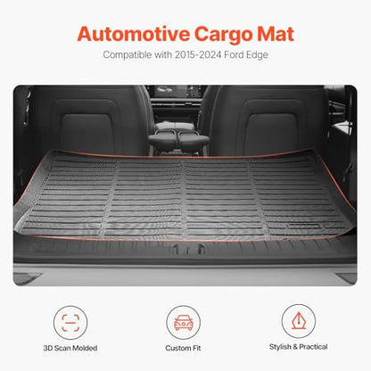 VEVOR Cargo Mat Compatible with Ford Edge 2015-2024 & Ford Edge ST 2020-2024, Precise Fit Trunk Mat for SUVs, TPE Trunk Protector Replacement, Black (1PCS) - style: Ford Edge 2015-2024/Ford Edge ST 2020-2024