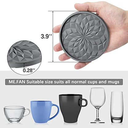 Silicone Coasters with Holder,[6 Pack] Drinking Coasters - Cup Mat for Hot or Cold Drinks, Thickened, Non-Slip, Non-stick,Deep Tray Teal Blue - color: Teal Blue