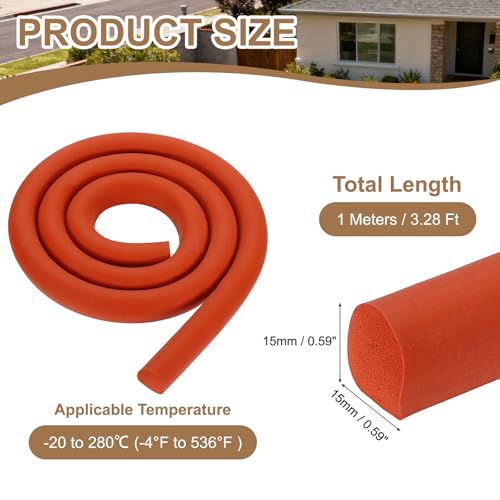 uxcell 3.28 ft Foam Backer Rod, 0.59" x 0.59" D-Shaped Solid Joint Filler, Foam Seal Strip for Caulk Saver, Rope Caulk Cement Crack Filler, Red - size: 3.28 ft x 0.59" x 0.59"