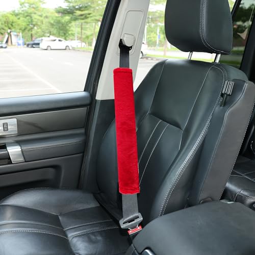 Soft Faux Fur Universal Fit Seatbelt Cover Car Truck SUV Airplane Seat Belt Shoulder Pad for Carmera Backpack Straps Neck Cushion Protector Extra Long 15.7in Red - color: Red, size: 15.7in 1pack
