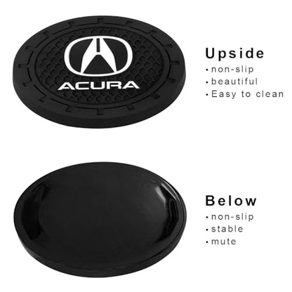 Car Cup Holder Coaster for Acura CDX NSX RDX RLX TLX, 2.76 Inch | Silicone, 2 Pieces, Car Interior Accessories - color: Black-a2
