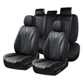 Coverado Car Seat Covers Full Set, Luxury Faux Leather Seat Cover, Black Seat Covers for Cars, Front and Back Seat Cover Waterproof Car Seat Protector Car Seat Cushion Universal Fit for Most Vehicles