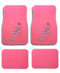Universal Fit Front/Rear 4-Piece Full Set Crystal Bling Rhinestone Design Studded Carpet Car SUV Truck Pink Floor Mats - 4 Pcs Set (Pink Heel-Pink) - color: Pink Heel-Pink