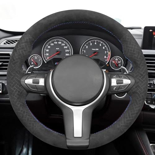 MEWANT Hand-Stitched Steering Wheel Cover for BMW (M Sport) F22 F23 F30 F34 F32 F33 F36 F10 F07 F12 F13 F06 F39 F25 F26 F15 F16, DIY Custom Fit Steering Wheel Wrap for BMW - color: 16:Woven IT-ALCAN + 3M thread