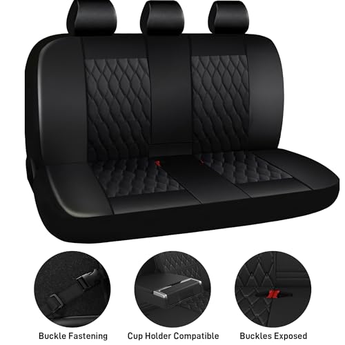 Faux Leather Car Seat Covers Full Set,Luxury and Comfortable Covers for Cars,Split Bench Compatible Car Interior Covers,Universal Fit for Suvs,Vans,Trucks,Airbag Compatible(5-Seat Black)