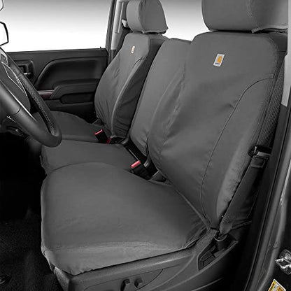 Covercraft Carhartt SeatSaver Custom Seat Covers | Fits 2011-2016 Ram 1500/2500/3500 | 1st Row Bucket Seats, Duck Weave Gravel
