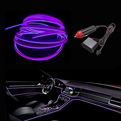 MaxLax Purple EL Wire Car Interior LED Kit - 16.4ft Flexible neon-Style Wire with 12V Fused Power Supply. Features 6mm Reinforced Edge for Easy auto Installation - color: Purple, size: 16.4 ft