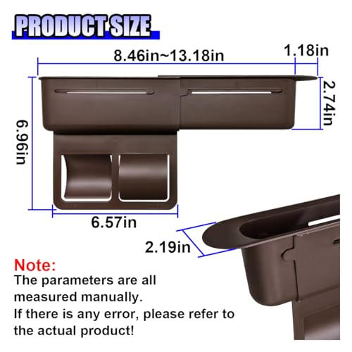 YoRise Car Seat Gap Filler, Multifunctional Car Seat Organizer, Phone Holder Between Seats & Console, Automotive Storage Box Accessories for Keys, Sunglasses, Cards, Phones (Brown) - color: Brown