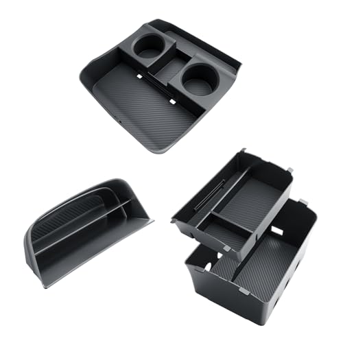 BIBIBO 4Packs for 2026 Hyundai Palisade Center Console Organizer 2026 Hyundai Palisade Calligraphy Console Tray 2026 Palisade Console Insert Tray 2026 Palisade (ONLY FIT Palisade Calligraphy) - color: Black-(Console Under+Insert shelf+Armrest Tray)