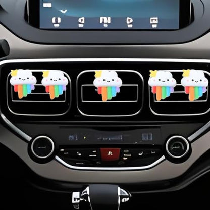 5pcs Car Air Vent Clip,Colourful Cartoon Cloud Car Air-Conditioning Outlet Clip Charm,Cute Rainbow Auto Interior Decoration Accessory,Air Freshener Decor Gift for SUV,Truck,Bus