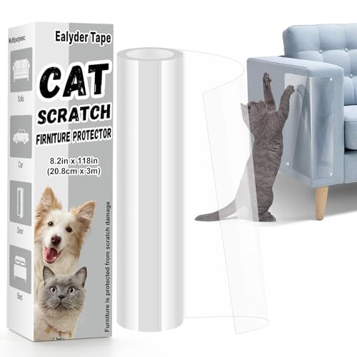 118" x 8.2" Door Protector from Cat Scratching, Clear Anti Dog Scratching Furniture Protector, Single Side Adhesive for Pets – with 30 Twist Pins, No-Residue - size: 118" x 8.2"