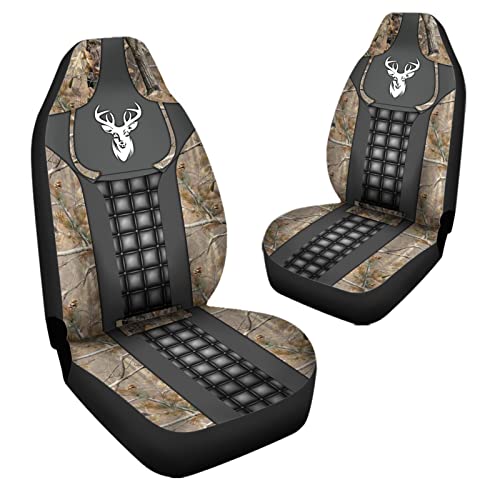 Howilath Forest Deer Pattern Front Seat Cover 2 Pcs, Universal Vehicle Seat Protector Mat Covers, Fit Most Cars, Sedan, SUV, Van Truck - color: Forest Deer