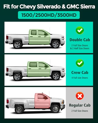 Floor Mats for Chevy Silverado Sierra: 2019-2026 1500 2500HD 3500HD Truck Front Liners,All Weather Car Accessories Double & Crew Cab Only Carpet for Chevrolet Silverado for GMC Sierra 2026 2025-2019
