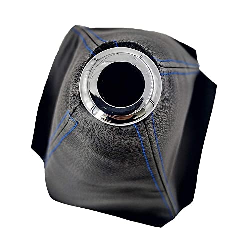 Universal Car Shift Knob Boot Dust Cover, Shift Boot Cover, Made of Black Pu Leather with Black Seams Red Seams and Blue Seams (Blue/ABS)