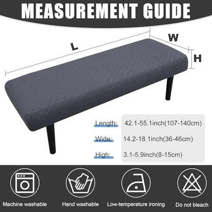 Stretch Bench Seat Cover, Reusable Slipcover for Dining Room & Bedroom, Removable Washable Rectangular Bench Covers, Elastic Fit for Home Furniture(Metallic grey) - color: Argyle Metal Ash